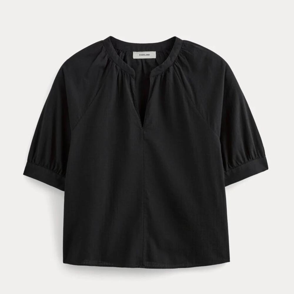 Everlane The Gauze Gathered Top 100% Organic Cotton Black Size XXL NWT